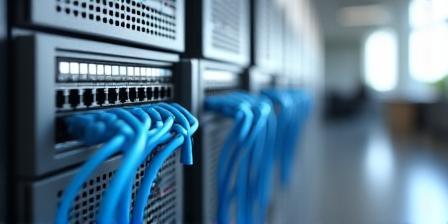 Rete in fibra ottica FTTH installata in ambiente aziendale moderno